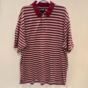 Ashworth Men's Burgundy and White Striped Polo Shirt